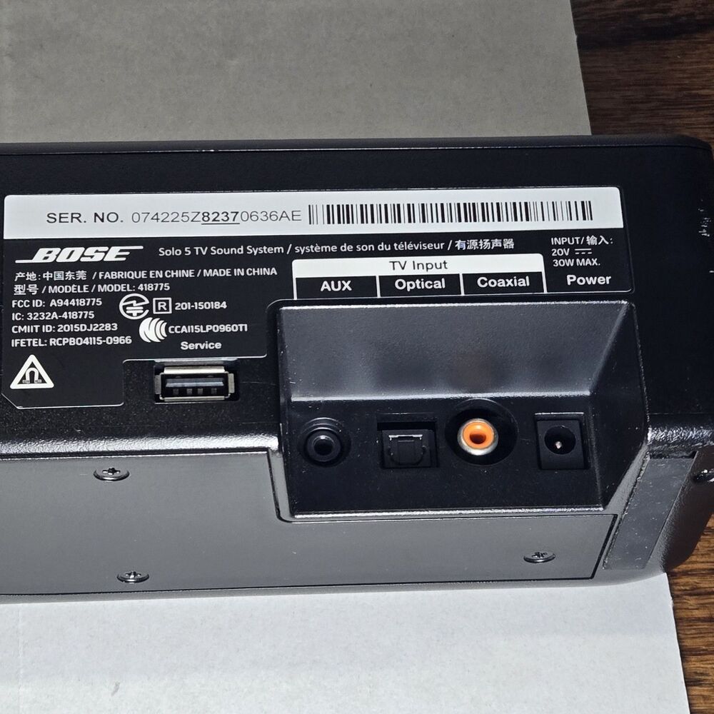 Bose Solo 5 TV 418775 Black Soundbar System Speaker Untested No Remote As Is - Picture 5 of 8